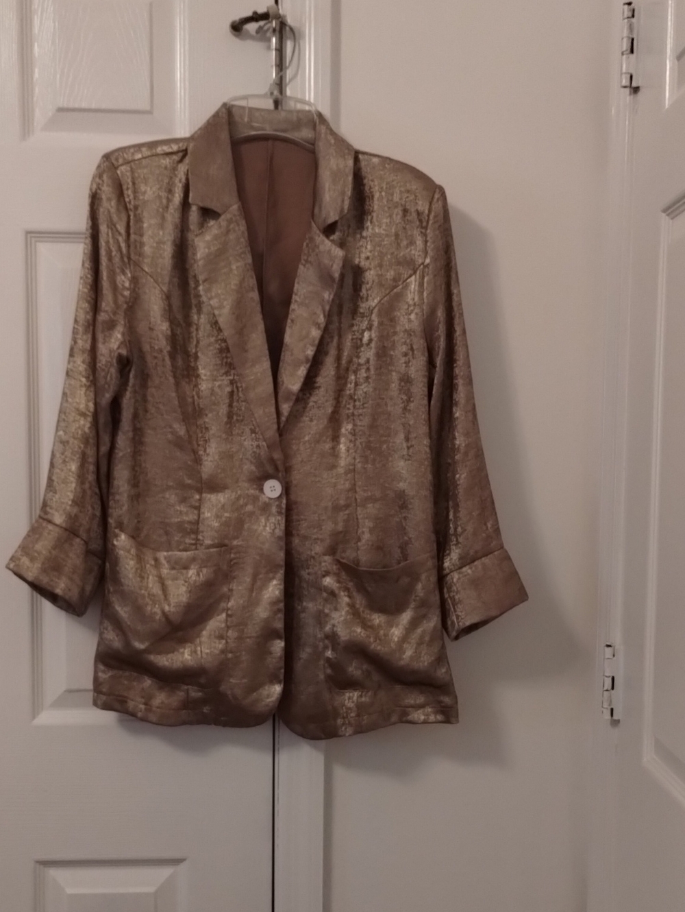 Gold Metallic Single-Button Women's Blazer